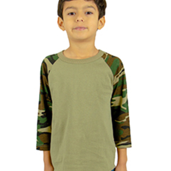 Youth Three-Quarter Sleeve Camo Raglan T-Shirt Thumbnail