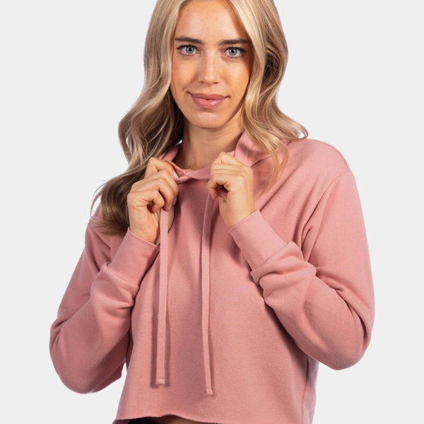 Women's Laguna Sueded Raw Edge Crop Hoodie Sweatshirt Thumbnail