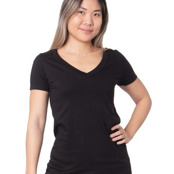 Women's USA-Made Fine Jersey V-Neck T-Shirt Thumbnail