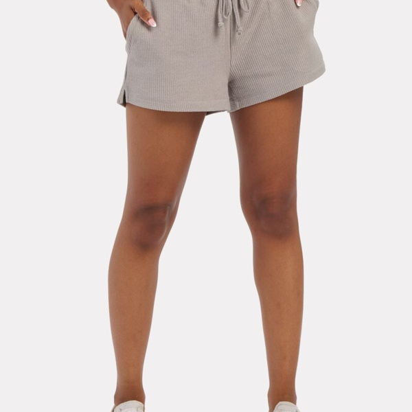 Women's Rib Knit Corded Shorts Thumbnail