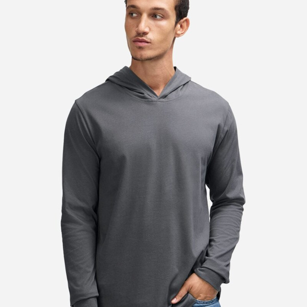 Unisex Sueded Long Sleeve Hooded Tee Thumbnail