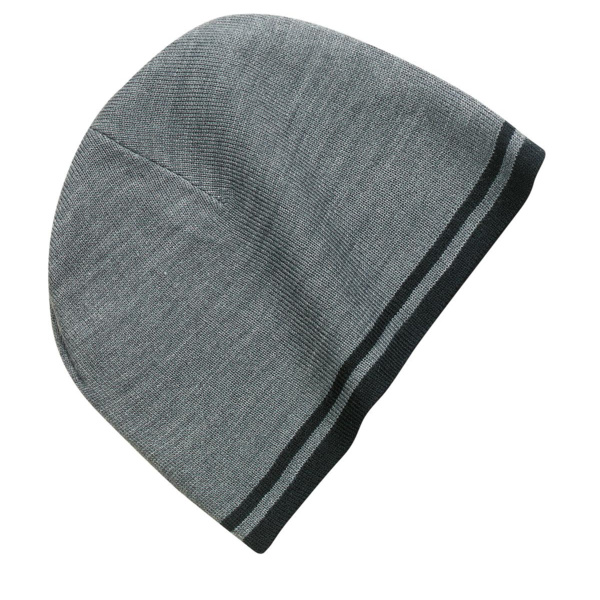 Fine Knit Skull Cap with Stripes Thumbnail