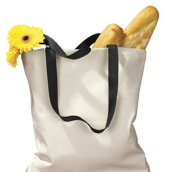 Canvas Tote with Contrasting Handles Thumbnail