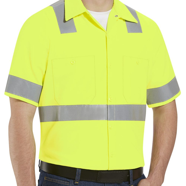 Men's Tall High Visibility Safety Short Sleeve Work Shirt Thumbnail